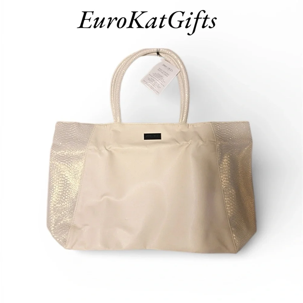 JIMMY CHOO Bag Tote Gold Vanilla Cream Pre Loved Very Good VGC priced to Sell